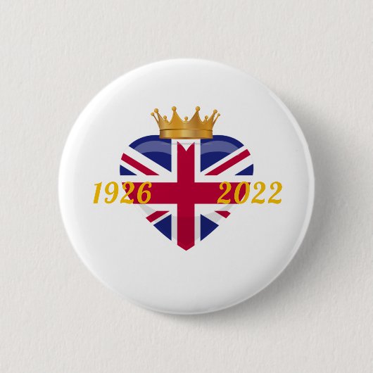 Badge Rond 5 Cm Queen Elizabeth II, 1926-2022 Button (Devant)