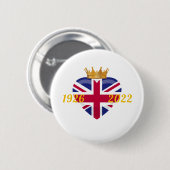 Badge Rond 5 Cm Queen Elizabeth II, 1926-2022 Button (Devant & derrière)