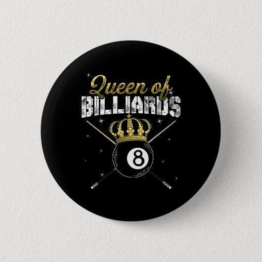 Badge Rond 5 Cm Queen Of Billiards Snooker Pool Billard Joueur Qu (Devant)