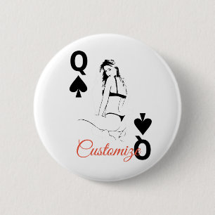 Badge Rond 5 Cm Queen of Spades bikini girl Thunder_Cove