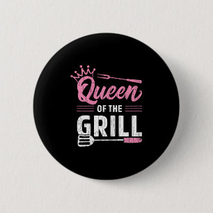 Badge Rond 5 Cm Queen Of The Grill Funny Barbeque Grillé Viande Gr