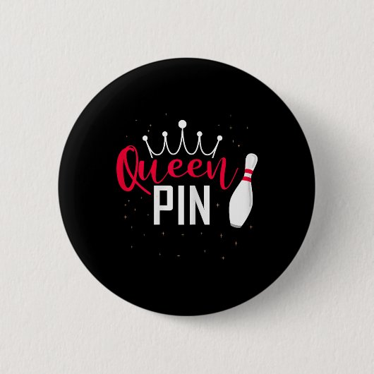 Badge Rond 5 Cm Queen Pin Shirt Bowler Bowling League For Bowling (Devant)