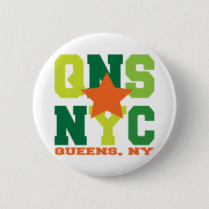 Badge Rond 5 Cm Queens, bouton vert de NY