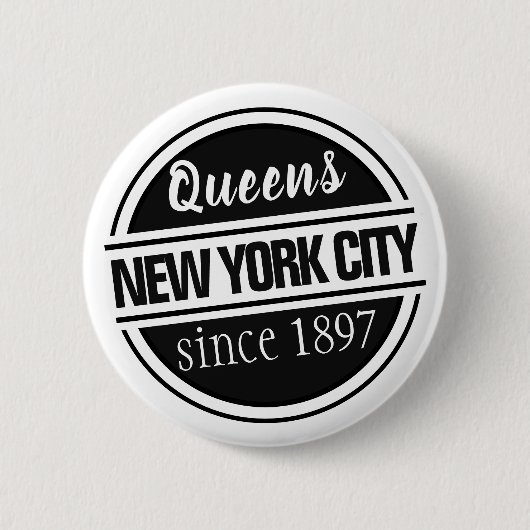 Badge Rond 5 Cm Queens NYC 1897 (Devant)