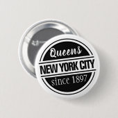 Badge Rond 5 Cm Queens NYC 1897 (Devant & derrière)