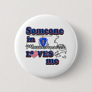 Badge Rond 5 Cm Quelqu'un dans le Massachusetts m'aime