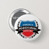 Badge Rond 5 Cm Quelqu'un en Pennsylvanie m'aime (Devant & derrière)