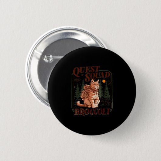 Badge Rond 5 Cm Quest Fantasy Squad Broccoli Funny Cat (Devant & derrière)