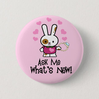 Badge Rond 5 Cm Qu'est qu'il y a de neuf ? Lapin MIGNON de