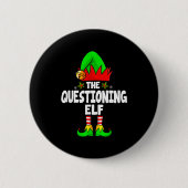 Badge Rond 5 Cm Questioning Elf Group Christmas Funny Pajama Party (Devant)