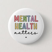 Badge Rond 5 Cm Questions de santé mentale | Sensibilisation à la  (Devant)