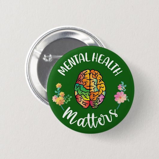 Badge Rond 5 Cm Questions de santé mentale | Sensibilisation à la (Devant & derrière)