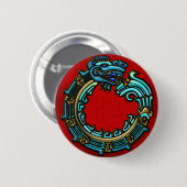 Badge Rond 5 Cm Quetzalcoatl turquoise (Devant & derrière)