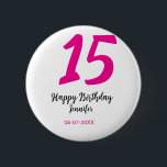 Badge Rond 5 Cm quiencenera 15e anniversaire ajouter date année te<br><div class="desc">conception modifiable</div>