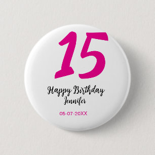 Badge Rond 5 Cm quiencenera 15e anniversaire ajouter date année te