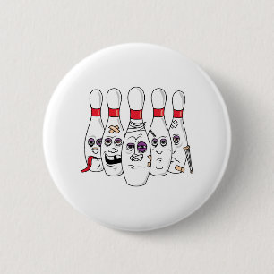Badge Rond 5 Cm Quilles de bowling amochées drôles