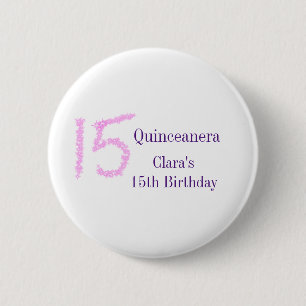 Badge Rond 5 Cm Quinceanera 15e anniversaire parties scintillant r