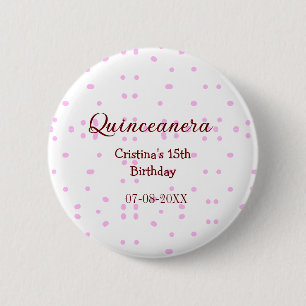 Badge Rond 5 Cm Quinceanera anos 15e anniversaire ajouter nom poin