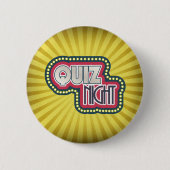 Badge Rond 5 Cm Quiz Nuit Trivia Party Jaune Sunburst (Devant)
