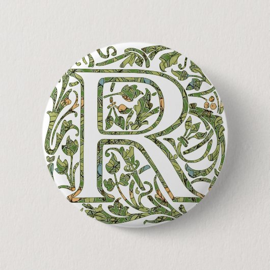Badge Rond 5 Cm R Monogramme floral (Devant)