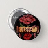 Badge Rond 5 Cm RAB Rockabilly Roses, Love & Lipstick (Devant & derrière)
