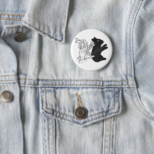 Badge Rond 5 Cm Rabbit Silhouette main (En situation)