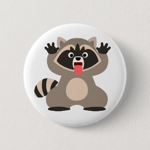 Badge Rond 5 Cm Raccoon de caricature très épais