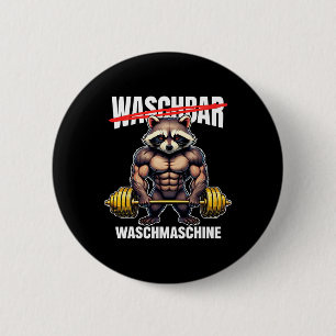 Badge Rond 5 Cm Raccoon Lave Machine Bodybuilding Fitness Gym
