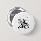 Badge Rond 5 Cm Raccoon Rolling Into 2026 Happy New Year 2026 Funn (Devant & derrière)
