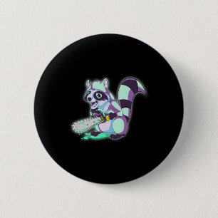 Badge Rond 5 Cm Raccoon Trash Panda Scary Vaporwave 80s Animal Spo