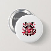 Badge Rond 5 Cm Raccoon Valentine Hearts (Devant & derrière)