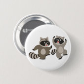 Badge Rond 5 Cm Raccoons de caricatures de danse mignonne (Devant & derrière)