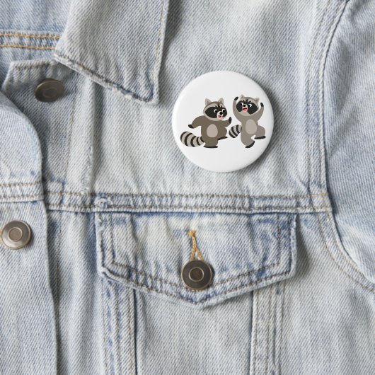 Badge Rond 5 Cm Raccoons de caricatures de danse mignonne (En situation)