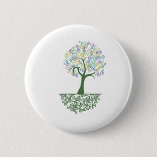 Badge Rond 5 Cm Racines de ~ d'arbre des arbres colorés de roulea