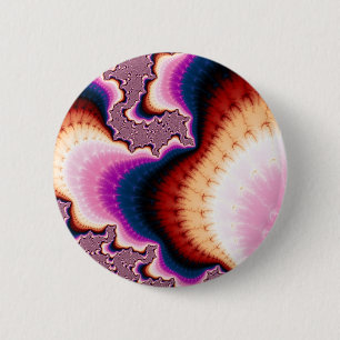 Badge Rond 5 Cm Racines roses - Bouton fractal