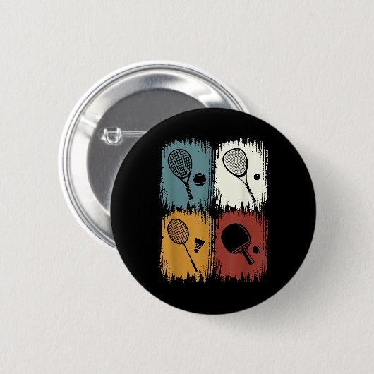 Badge Rond 5 Cm Racketlon, Tournament Sport With 4 Disciplines  (Devant & derrière)