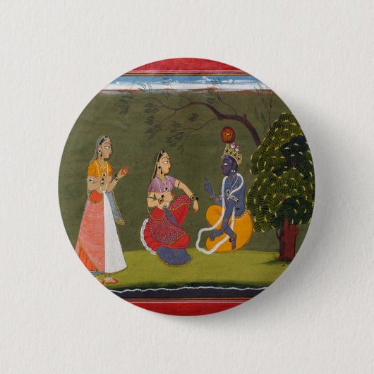 Badge Rond 5 Cm Radha et Krishna dans la discussion (Devant)