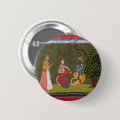 Badge Rond 5 Cm Radha et Krishna dans la discussion (Devant & derrière)