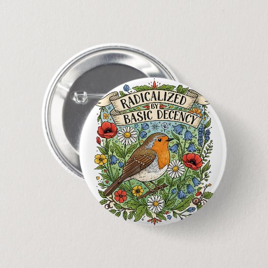 Badge Rond 5 Cm Radicalized by Basic Decency Aesthetic Art Bird (Devant & derrière)