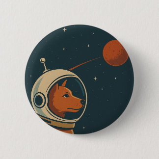 BADGE ROND 5 CM RADIO CHIENS DE L'ESPACE - LOGO26
