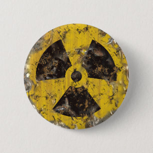 Badge Rond 5 Cm Radioactif rouillé