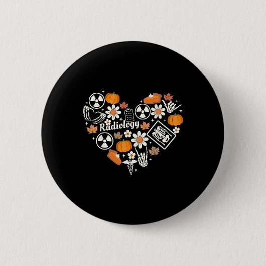 Badge Rond 5 Cm Radiologie Automne Coeur Xray Tech Automne Citroui (Devant)