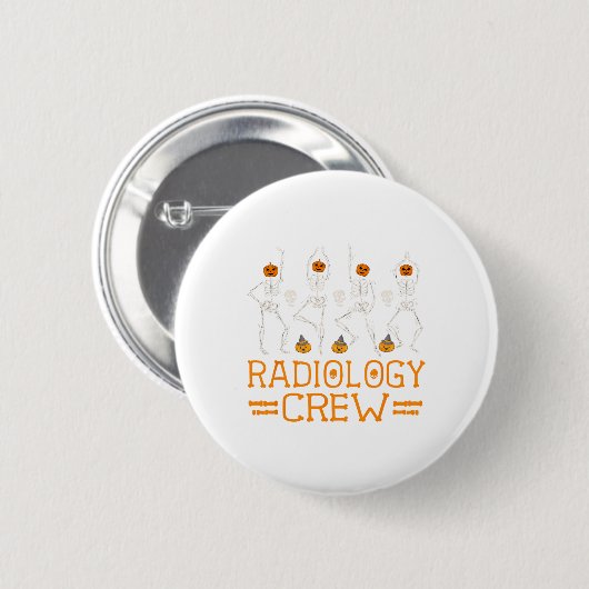 Badge Rond 5 Cm Radiologie Crew Dancing Skeleton Citrouille Fun Ha (Devant & derrière)