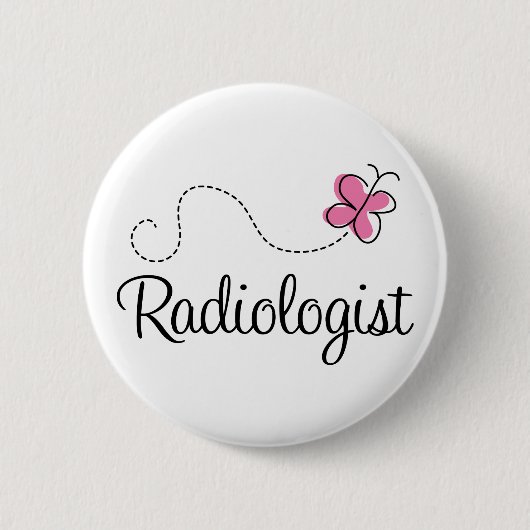 Badge Rond 5 Cm Radiologue rose mignon de papillon (Devant)