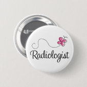 Badge Rond 5 Cm Radiologue rose mignon de papillon (Devant & derrière)