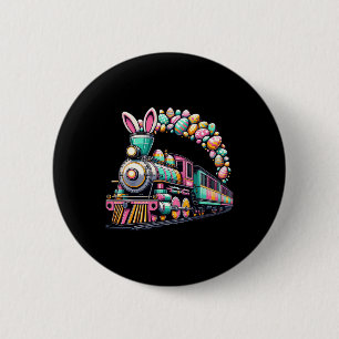 Badge Rond 5 Cm Railroad Bunny Train Easter Egg Kids Toddler Boys