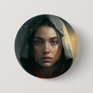 Badge Rond 5 Cm Rain hood girl