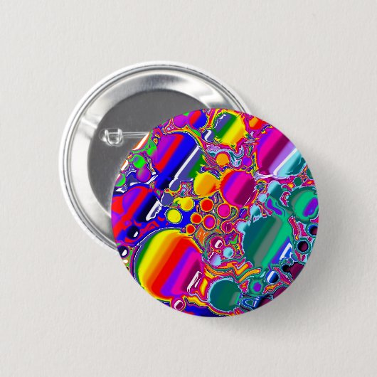 Badge Rond 5 Cm Rainbow Blast Art Abstrait (Devant & derrière)
