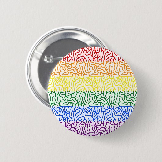Badge Rond 5 Cm Rainbow Brain Gay Pride Button (Devant & derrière)