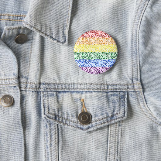 Badge Rond 5 Cm Rainbow Brain Gay Pride Button (En situation)